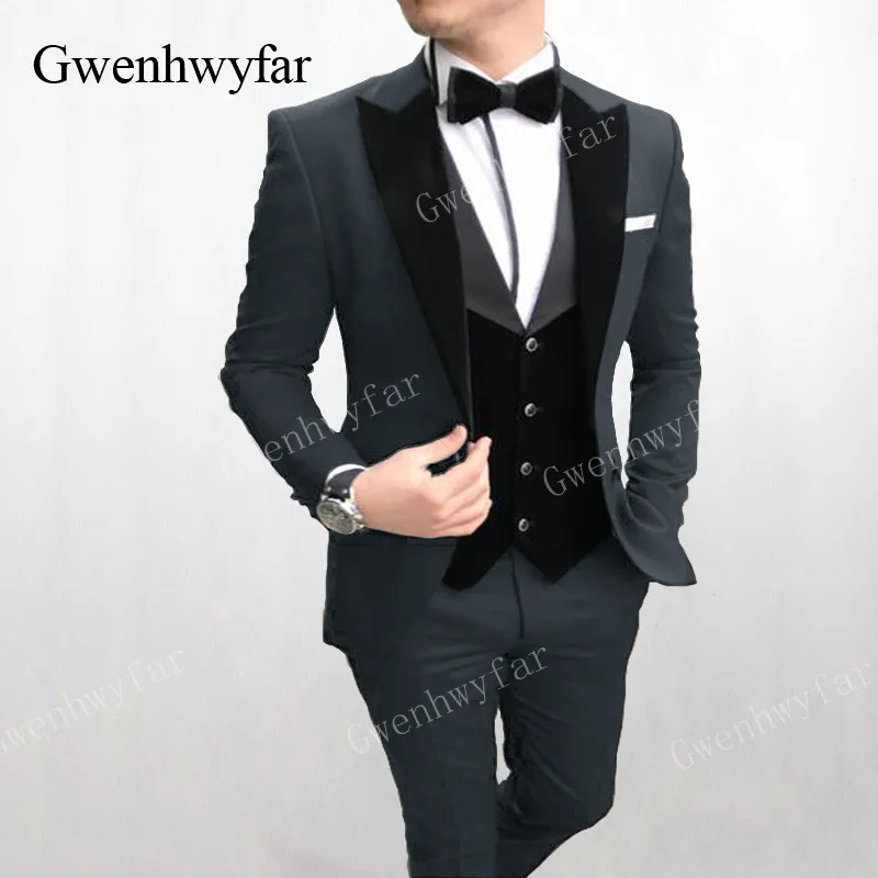 charcoal Gwenhwyfar, костюм Homme, Голубое озеро, официальные свадебные костюмы для мужчин, на заказ, мужские костюмы, Ternos Masculino, приталенный смокинг, 3 предмета - Цвет: charcoal