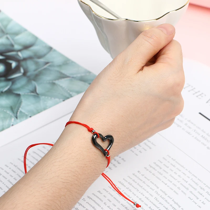 

2pcs/lot Women Lucky Bracelets Ceramic Red String Adjustable Bangles For Women Men Handmade Accessories Lovers Lucky Jewelry