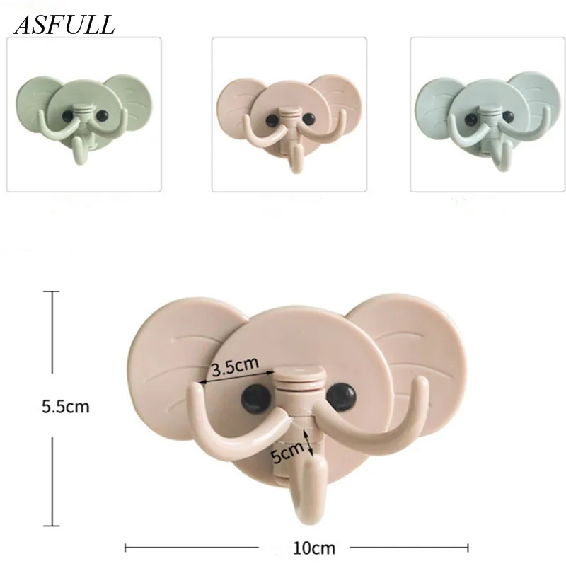 Милый настенный крючок со слоном кухонный Крючок для ванной без гвоздей дверной