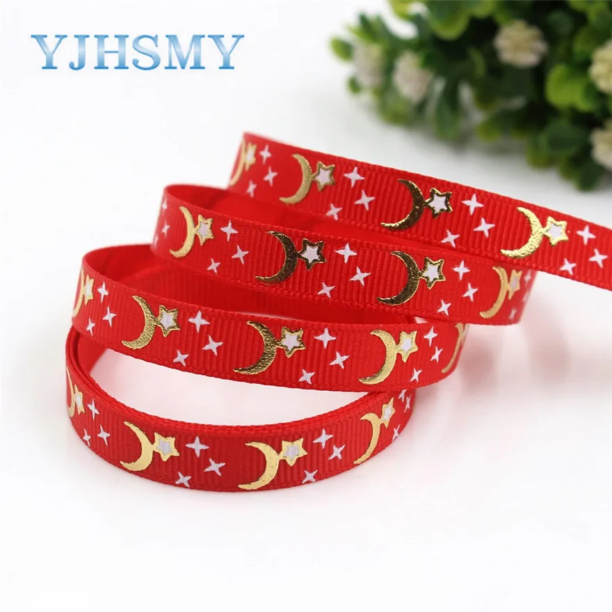 I-19418-1029 YJHSMY I-19418-1025, 10 ярдов 3/"(10 мм) сплошной цвет горячего тиснения Звезды Луна ленты, DIY лук кепки аксессуары и украшения - Цвет: I-19418-1029