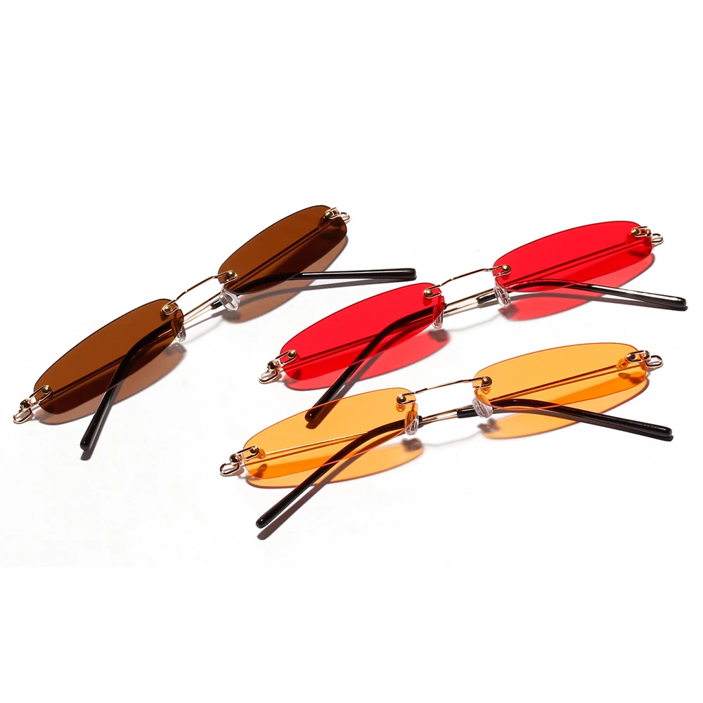 Peekaboo Rimless Tiny Narrow Rectangle Sunglasses 2019 | Candy Color Thin Sun Glasses for Men and Women | Clear Lens UV400 image 4