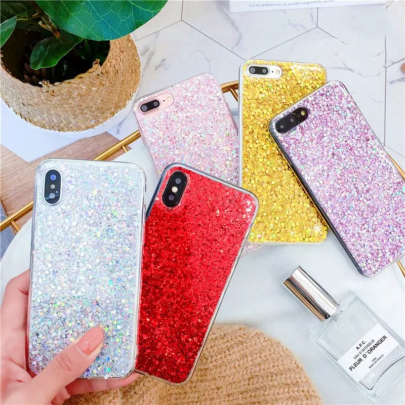 Bling Powder Case For iPhone X Glitter Wave Point Soft Silicon TPU Phone Cases Back Cover Coque iPhoneX 8 7 6 6s Plus |