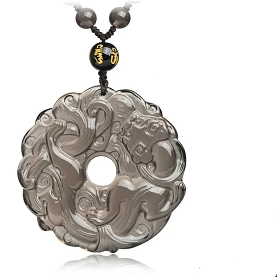 Натуральный лед обсидиан драгоценный камень кристалл круглый кулон из бисера