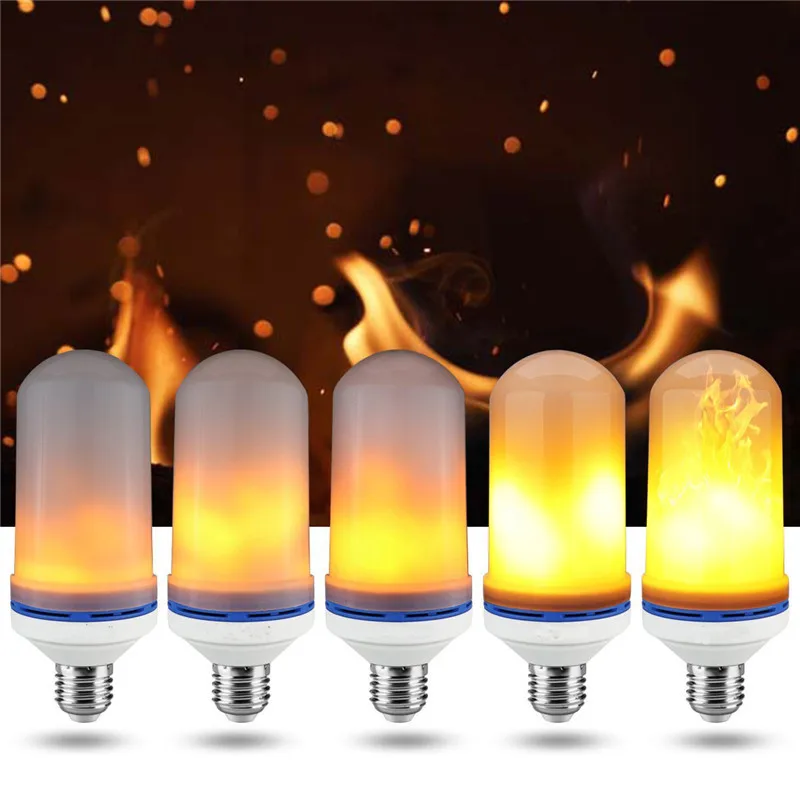 

1pcs Led Flame Effect Light 96 leds 4 Models Dimmable Flame Flickering Decorative E27 Emulation Fire Bulbs AC85-265V Decor Lamp