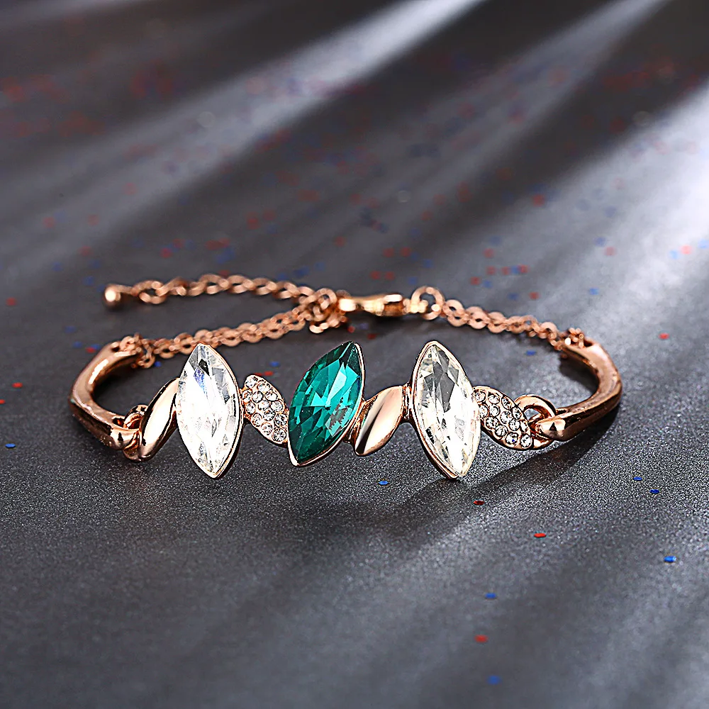 Hot hot salesLovely crystal bracele rose gold individuality gem bracelet green Cubic Zirconia the wedding gift | Украшения и
