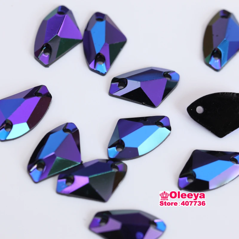 Стразы с 2 отверстиями для одежды черные стразы 9x14 мм 100 шт.|rhinestone connector|rhinestone iron on
