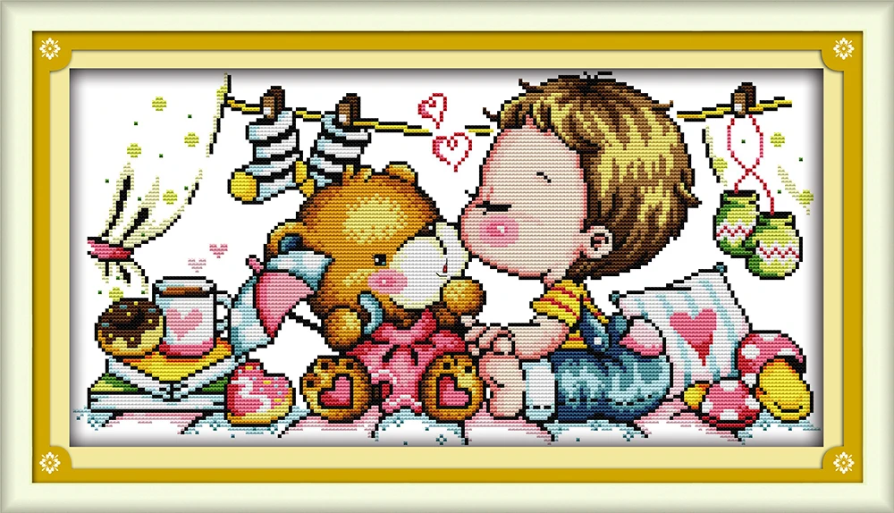 Kiss bear для мальчиков и девочек с изображениями из мультфильмов живопись Счетный