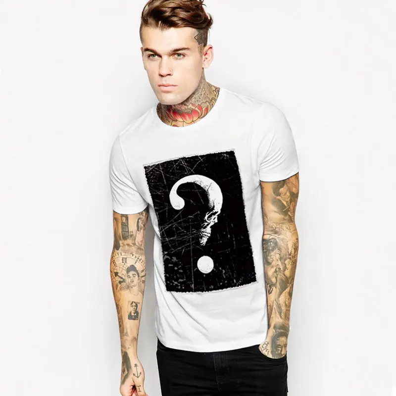 E-BAIHUI парные футболки с принтом Знак вопросов мужская хлопковая одежда Swag мужские