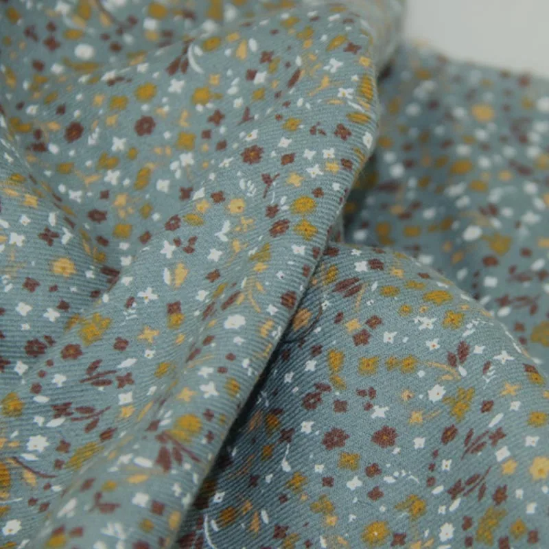 

rayon and cotton graydish blue floral printed sanded twill fabrics soft textile cloth for DIY handwork shirt dress tela tissue
