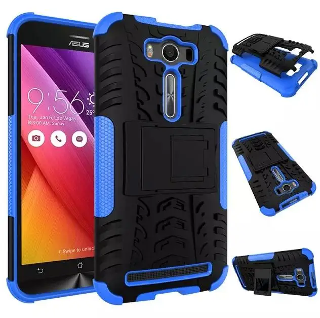 Heavy Duty Armor Shock proof Hybird Hard Rugged Rubber Case Stand Cover Skin For ASUS ZenFone 2 Laser ZE500KL (8 Colors) |