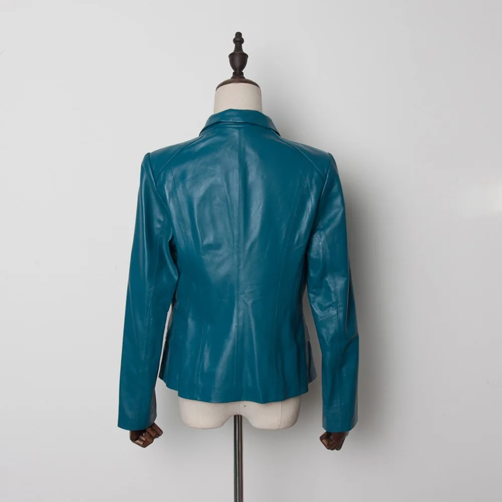 

New Design OL Fashion Genuine Soft Sheep Leather Coat Female Great Tailoring Single Button Fur Story 14144 Slim Suit for Women