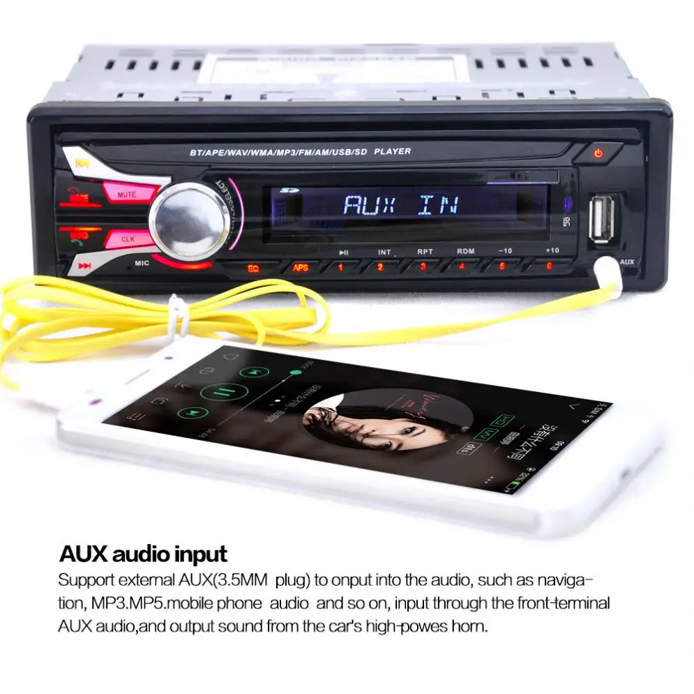 1DIN 12V Car Radio Stereo FM MP3 Player Bluetooth-compatible AUX Input with Detachable Front Panel &amp USB Port Remote Control |