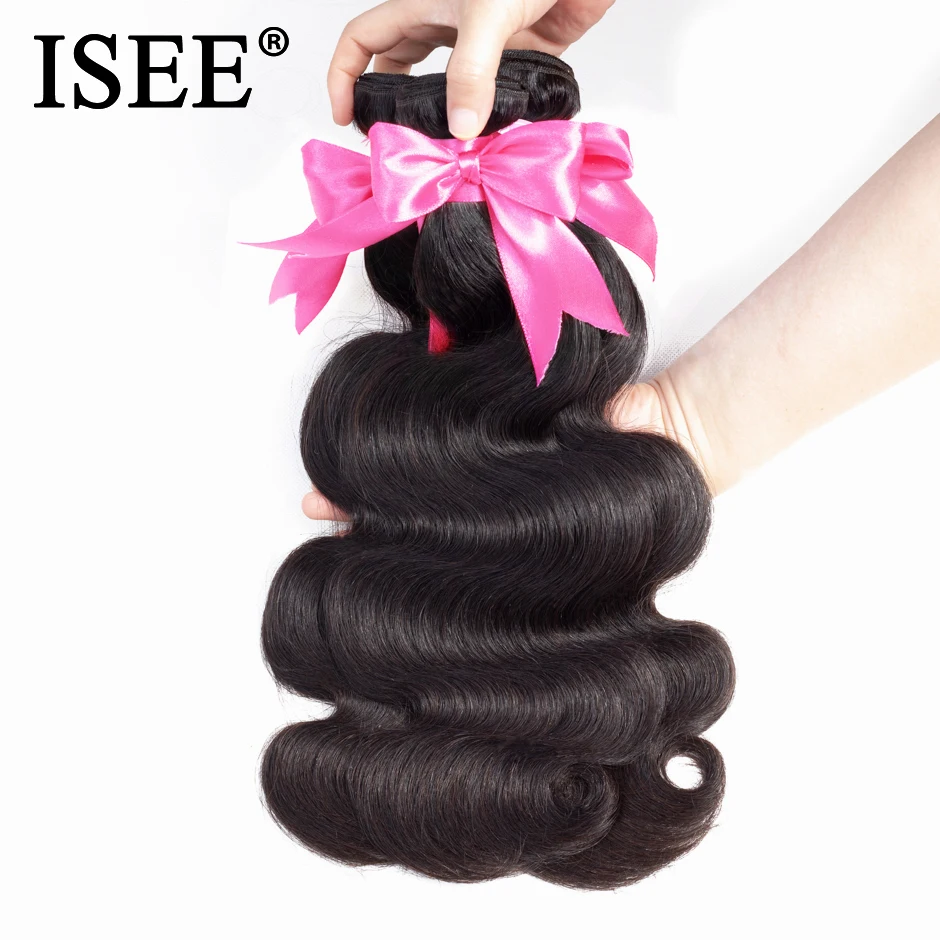 

ISEE Indian Body Wave Virgin Hair Extension Unprocessed Human Hair Bundles 1 Bundle Hair Weaves Free Shipping Nature Color