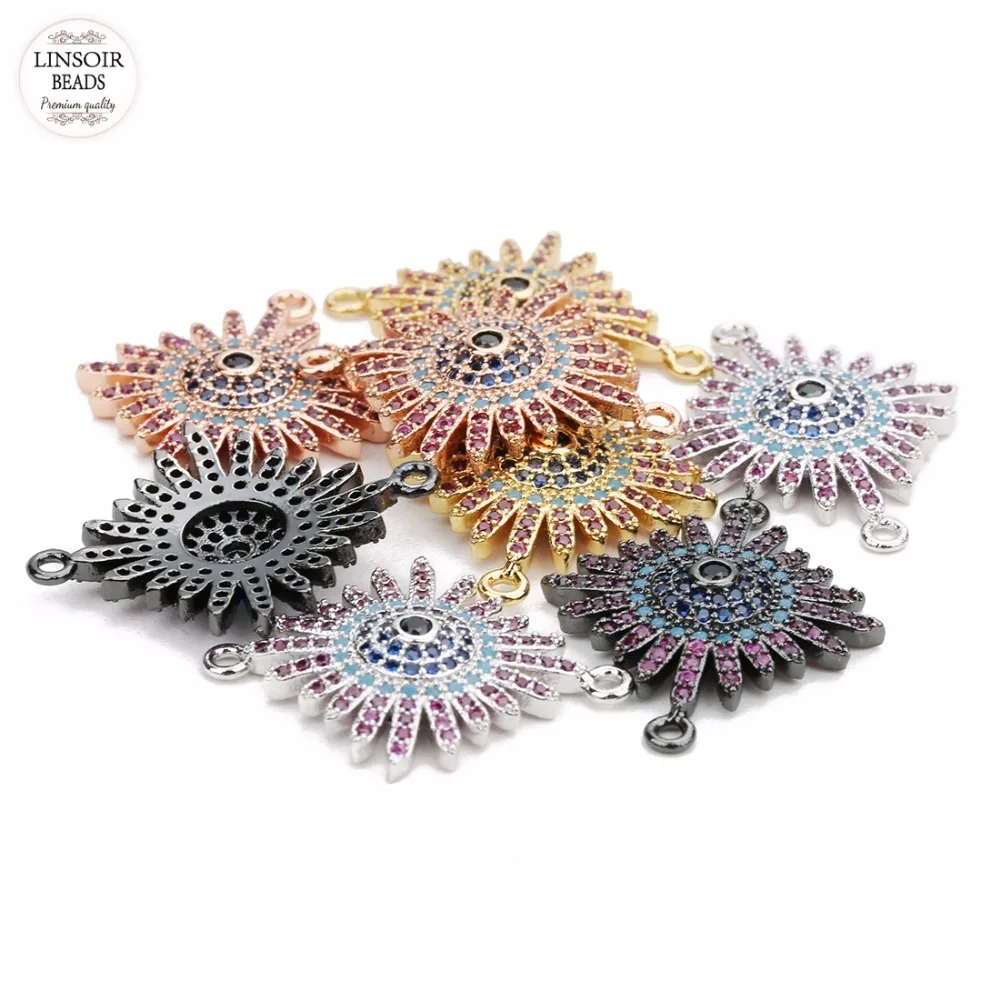 Медный Соединитель с фианитами для изготовления ювелирных изделий сделай сам 1