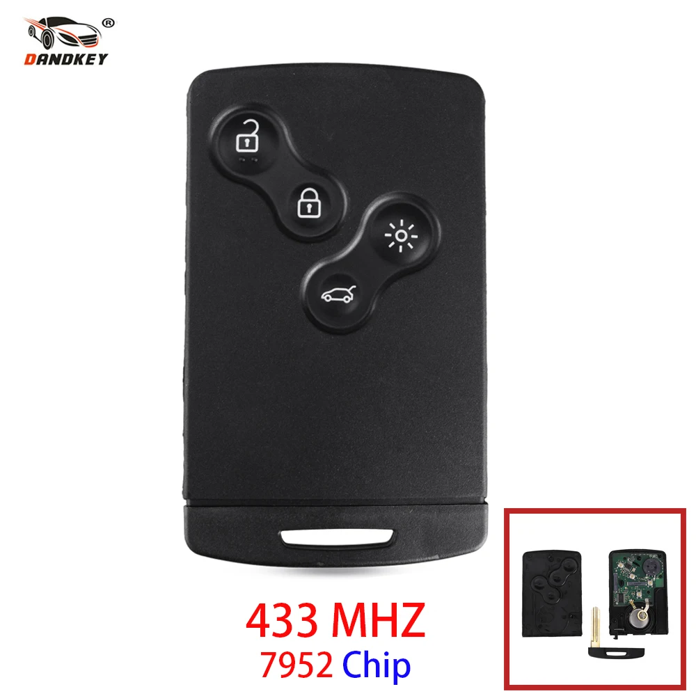 Dandkey 4 кнопки дистанционного брелока 433 МГц PCF7952 чип для Renault Megane живописный пруд