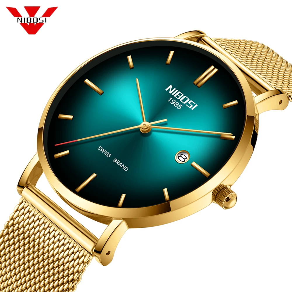 Часы наручные NIBOSI Мужские кварцевые модные брендовые Роскошные повседневные