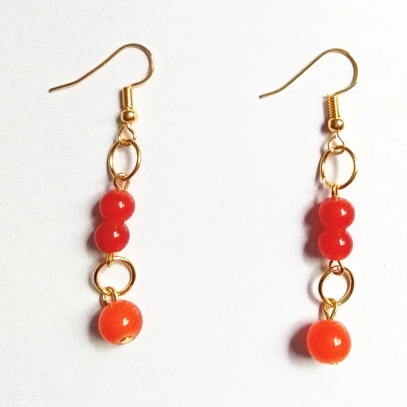 Разноцветные серьги из камня с гравировкой оранжевые ручной работы лазерная