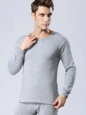 men light gray Горячая Распродажа, новое зимнее термобелье для женщин и мужчин, зимнее утолщенное большое эластичное теплое кальсоны, топ+ штаны, сексуальное мягкое нижнее белье - Цвет: men light gray