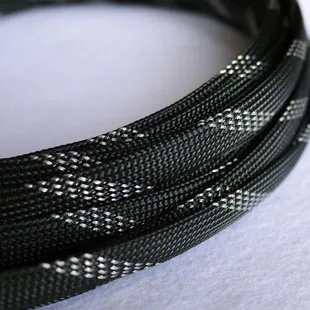 black silver 10 м 14 мм плотный Плетеный ПЭТ расширяемый рукав оболочка для кабеля - Цвет: black silver