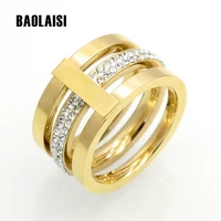 baolaisi new three layers zircon stainless steel titanium ring for men women cz crystal ring band jewelry custom accessories
