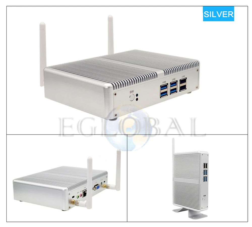 Безвентиляторный мини-ПК Eglobal системный блок с Windows 10 Pro Intel Core i7 i5 7200U i3 7100U DDR4/DDR3 2 4