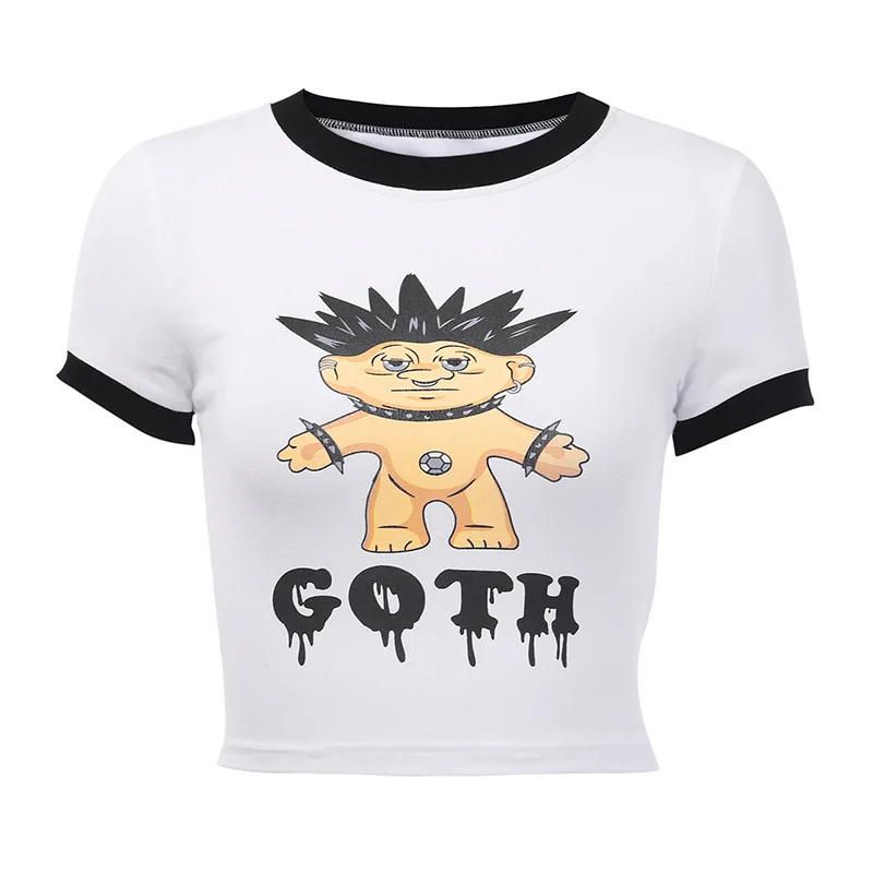 Готическая повседневная женская футболка с принтом Goth Doll летние тонкие крутые