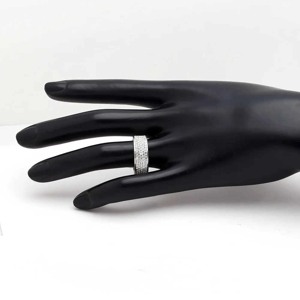 5 рядов Кристалл кольцо из нержавеющей стали для женщин Элегантный полный палец