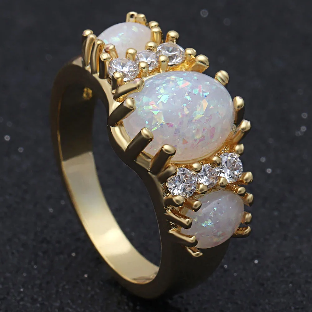 Новинка классическое кольцо с овальным белым огненным опалом ювелирные изделия
