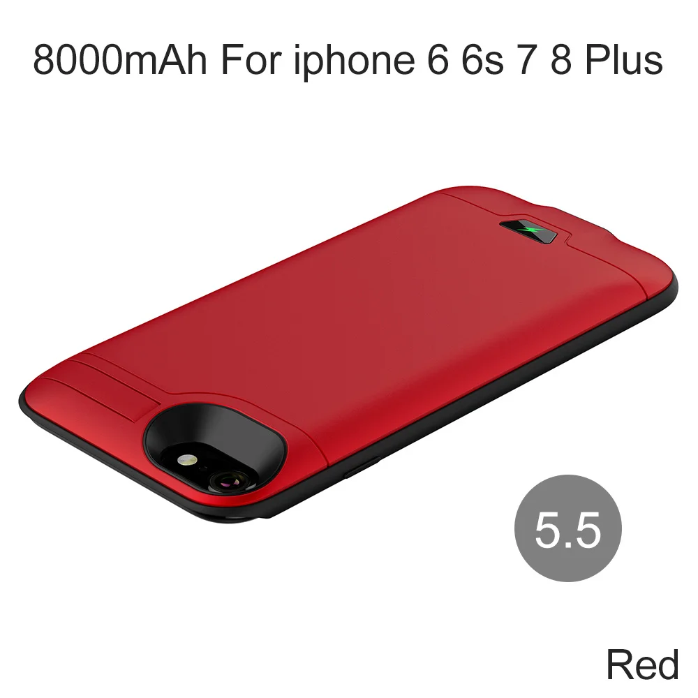 8000mAh for 5.5 XGODY 8000 мАч сверхмощный аккумулятор чехол для iphone 6 6s 7 8/Plus внешний смарт-аккумулятор зарядное устройство чехол для iphone 4,7 5,5 - Цвет: 8000mAh for 5.5