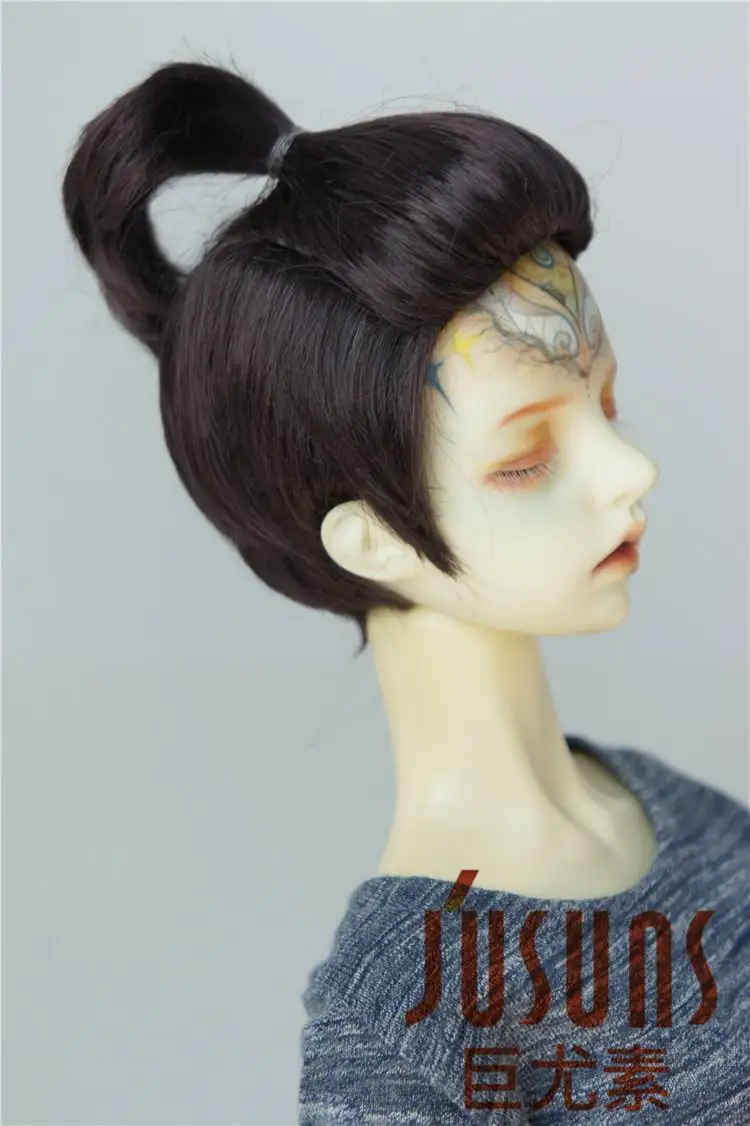 7-8inch Dark Purple JD434 1/4 1/3 модные короткие парики для мальчиков BJD MSD мягкий синтетический мохеровый парик Размер 7-8 дюймов 8-9 дюймов модные аксессуары для волос куклы - Цвет: 7-8inch Dark Purple