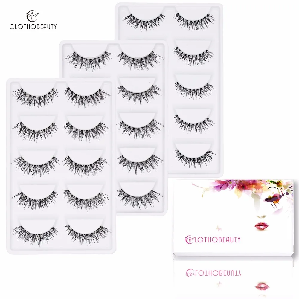 Накладные натуральные ресницы, clotobeauty 15 пар ручной работы Поддельные ресницы, Demi Wispies мягкая невидимая лента, Длинные/толстые многоразовые(15-W1