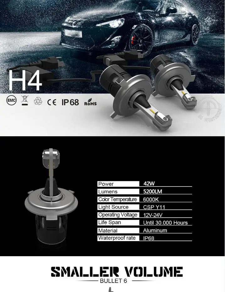 1 комплект H4 B6 CSP Y11 чипы мини светодиодные фары H1 H7 H8 H9 H11 9005 9006 9012 LED D1S/D2S/D3S/D4S