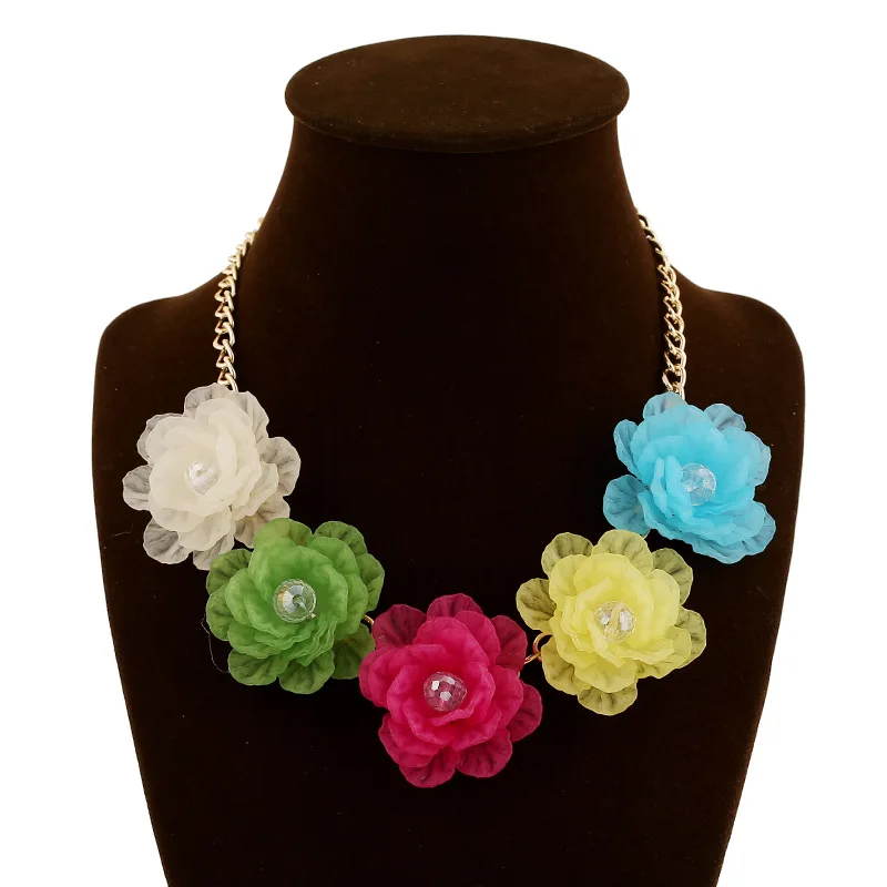 Multi Colors Клэр Цзинь свежий Кристалл Короткие Модные женские украшения колье ожерелья пять цветов ожерелье популярные вечерние аксессуары - Окраска металла: Multi Colors