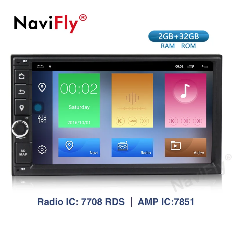 Navifly 2din 2+ 32G Android 9,1 Универсальный Автомобильный мультимедийный плеер радио для VW toyota nissan qashqai x trail-note KIA gps Navi