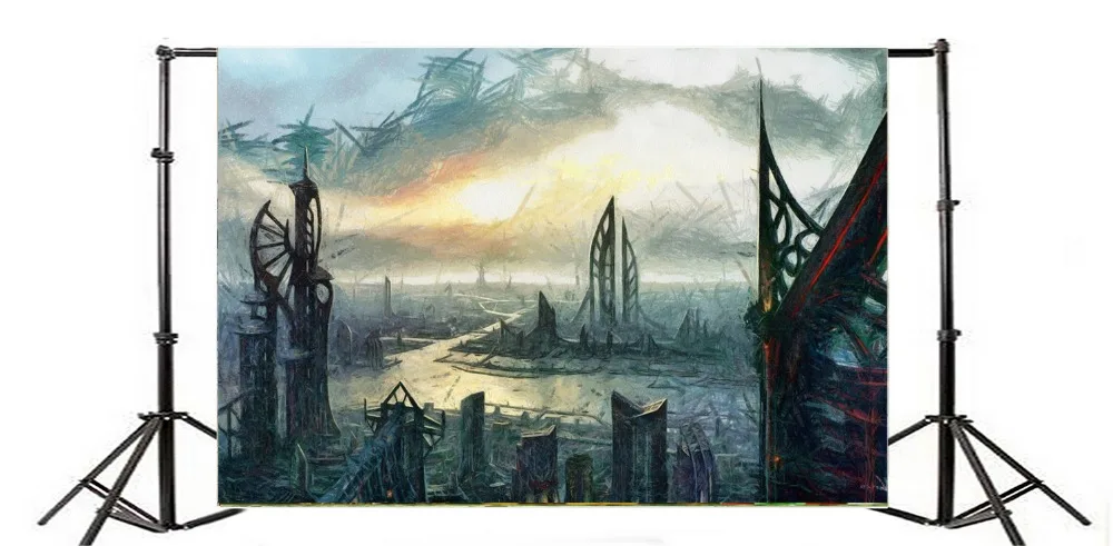 Laeacco scientification Future City Painting сцена фотографии фоны виниловые пользовательские
