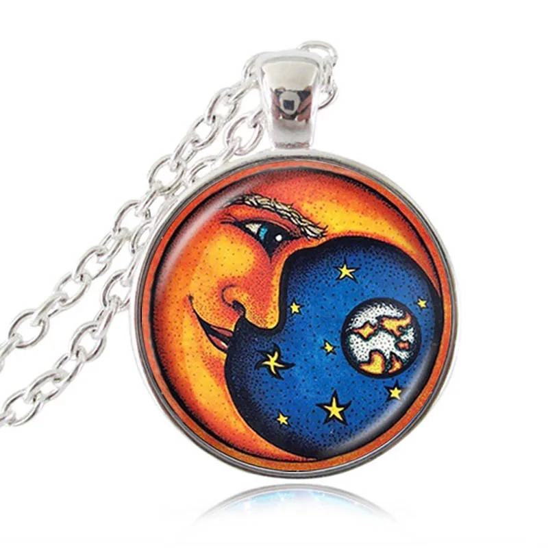 Sun God & Moon ожерелье День и ночь Инь Ян кулон галактика ювелирные изделия