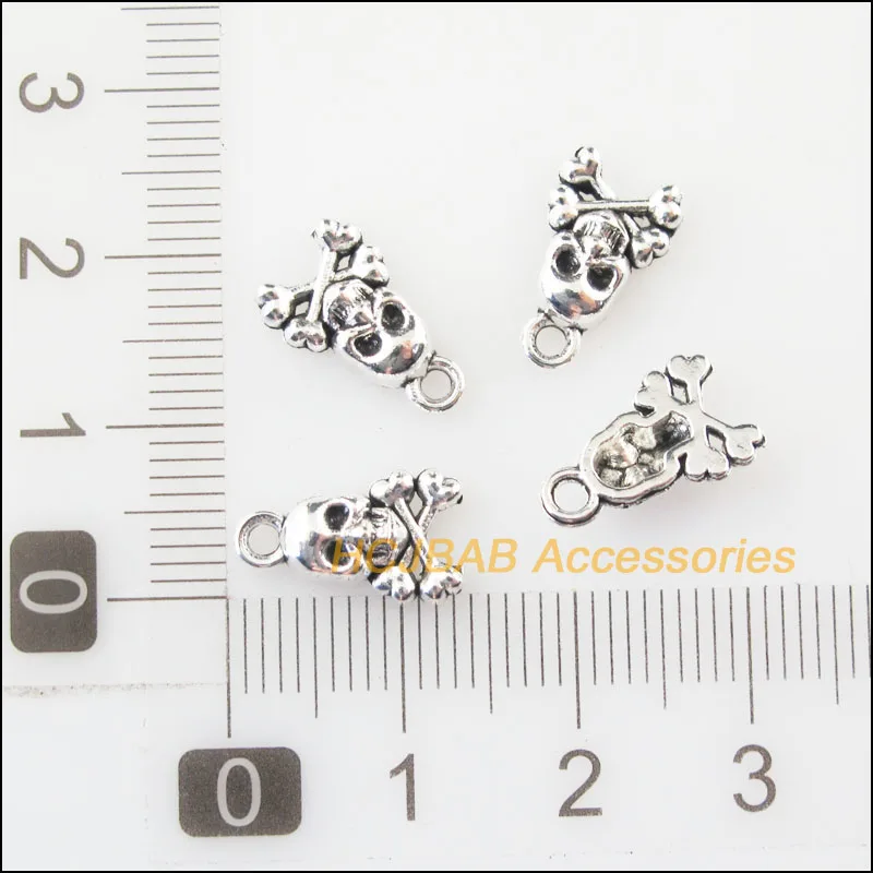 Для выведения токсинов 40 шт Тибетский серебристый цвет Хэллоуин Подвески черепа