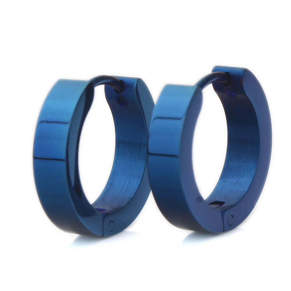Blue Color Брендовые мужские серьги-гвоздики из нержавеющей стали с золотым/синим/серебряным/пистолетным черным покрытием - Metal Color: Blue Color