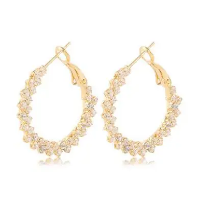 Eye-ослепительно золотой тон кристаллы стразы хооп Earrings-1sets | Украшения и