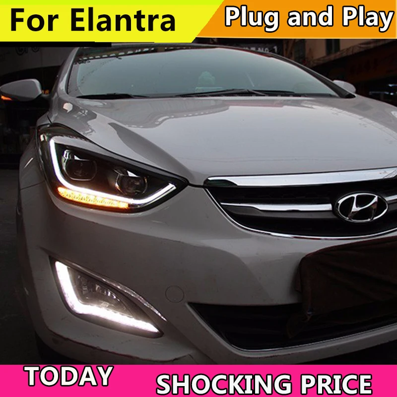 Doxa автомобильный Стайлинг для Hyundai Elantra фары 2012 2016 светодиодные DRL Биксеноновые
