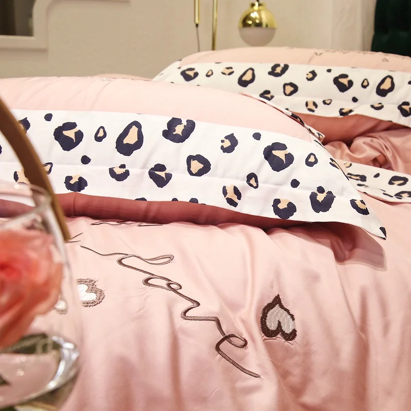 Новый продукт розовый леопард 4 шт постельных принадлежностей Египетский хлопок