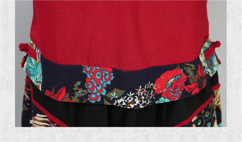 Conjunto Feminino этнический винтажный льняной хлопковый комплект с v-образным вырезом и