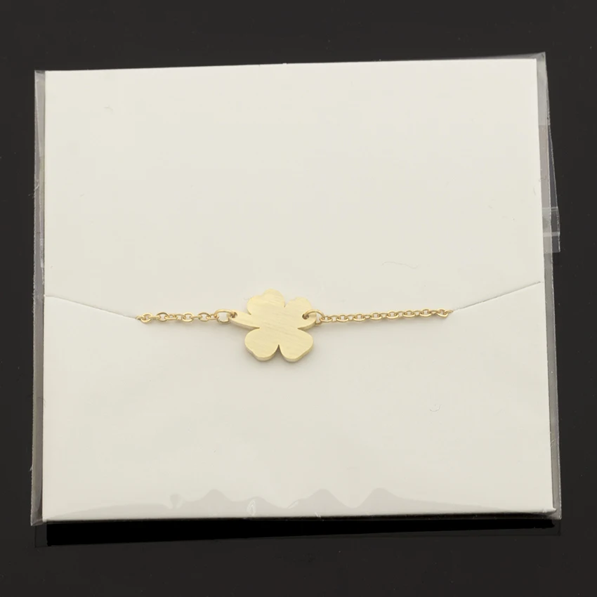 Женский браслет из нержавеющей стали с четырьмя листьями удача Bff ювелирное