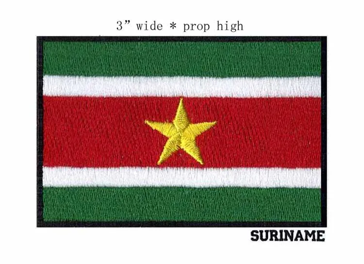 Suriname 165B 7,62 см в ширину, 1 шт., нашивка с флагом страны, нашивка в полоску, Вышитый Флаг ЕС, США, Ливана, тактические военные нашивки с железом, армейская аппликация - Цвет: Suriname 165B