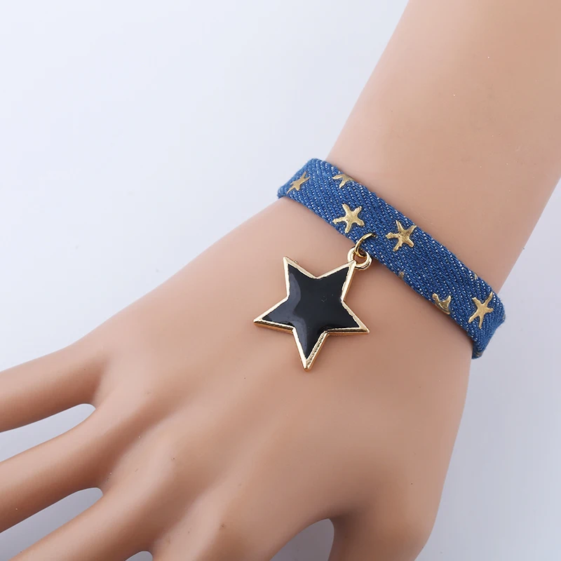 Женский тканевый браслет с пентаграммой весна 2019|Браслеты| |