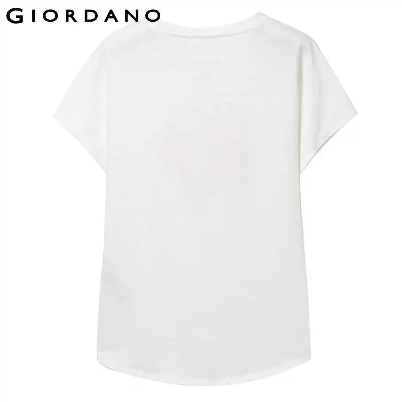 Giordano женская футболка с круглым воротом и короткими рукавами на груди