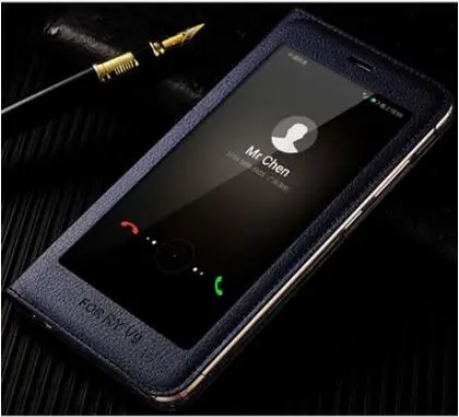Синий Huawei honor 8 pro Чехол с окошком дизайн Роскошный pu кожаный магнитный флип-чехол для huawei honor 8 pro V9 умный чехол для телефона - Цвет: Синий