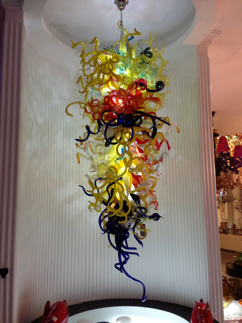 

Large Multi-yellow Glass Coiled Blown Glass Chandelier Lighting