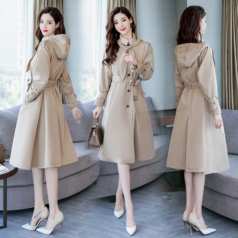 

Women Trench Waterproof Long Trench and Coats for Autumn Single Breasted Raincoat Business Outerwear 2018 New Classic C1635