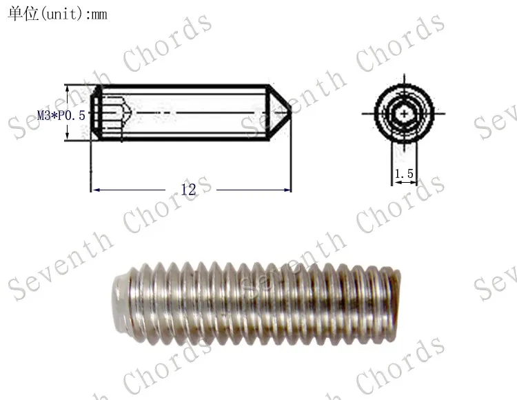 12mm Silver X 12pcs 12 шт. электрическая гитара бас мост струна седло регулировка высоты шестигранные винты-тремоло мост шестигранный винт-M3*6 мм-12 мм - Цвет: 12mm Silver X 12pcs